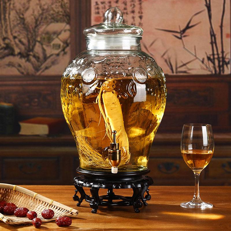 广口酒瓶玻璃瓶龙头酿酒酒坛专用酒罐家用10斤密封罐