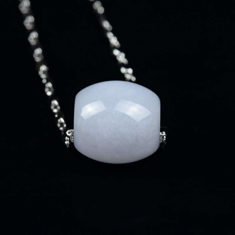 翡翠路路通吊坠天然淡紫色玉石桶珠转运珠玉项链颈饰