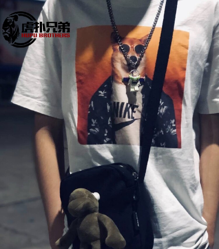 nike耐克运动休闲柴犬狗头短袖男潮潮流teect6313100010697运动t恤