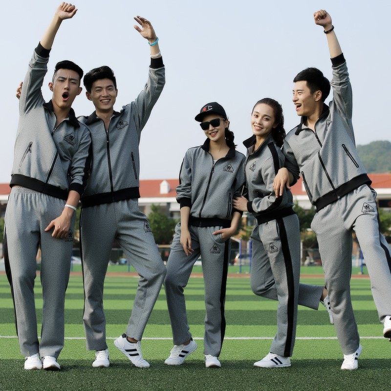 定做春秋男女长袖两件套中学生班服校服团体运动服套装工作服团购_有5