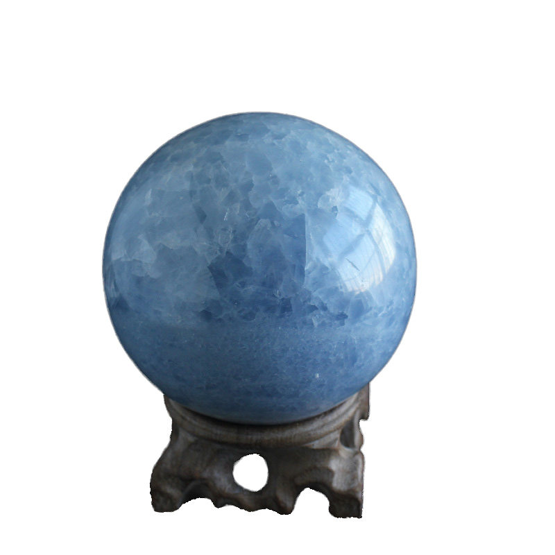 摆件水玉冰魄天然天青石水晶球家居蓝色实物摆件