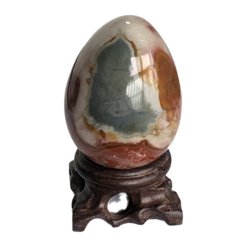 海洋水玉冰魄天然鸡蛋形石把玩减压复活节彩蛋玛瑙摆件