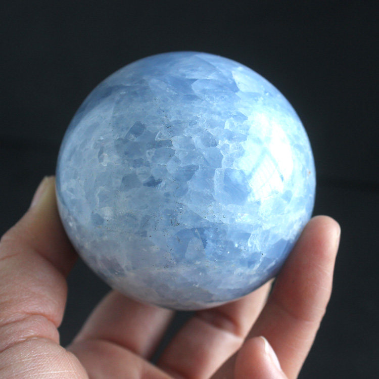 摆件水玉冰魄天然天青石水晶球家居蓝色实物摆件