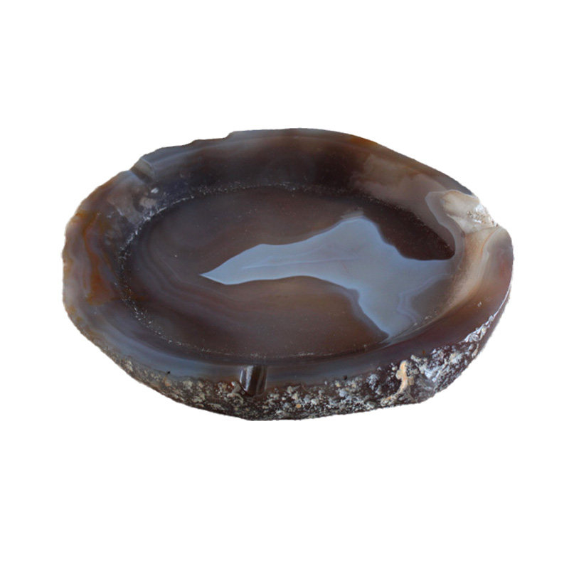 玛瑙烟灰缸水玉冰魄天然摆件聚宝盆笔洗浅浅的原色摆件