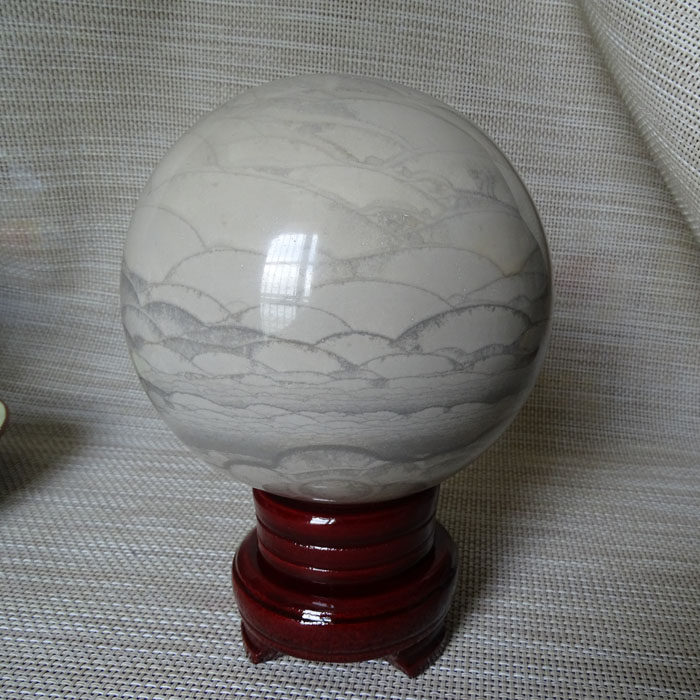 石球水玉冰魄天然海洋摆件鱼纹石波浪鱼鳞高山战斗机摆件