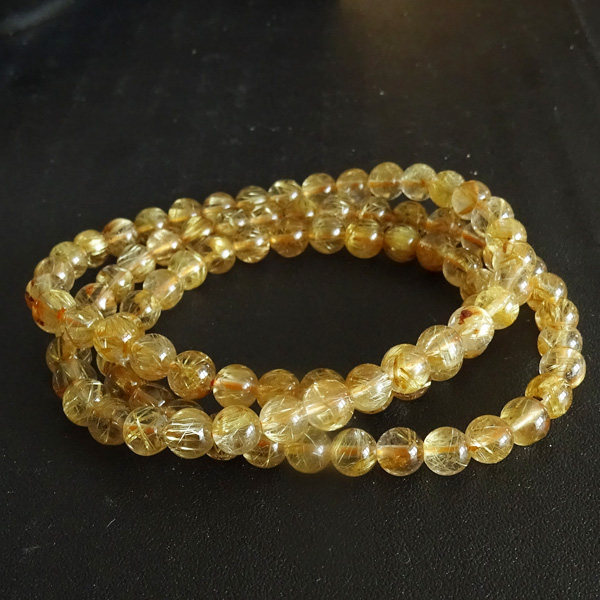 佛珠水玉冰魄天然金发女款多圈手串发丝饱满满清手链