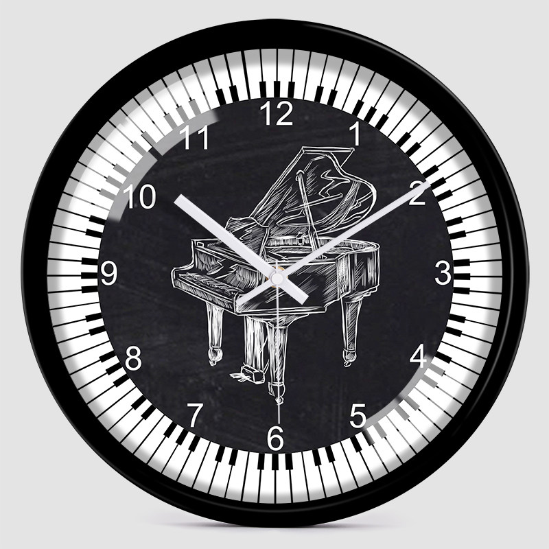 钢琴创意琴键壁挂挂钟琴行练功音乐教室无声挂钟