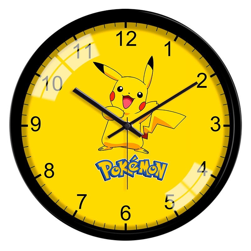 可爱卡通皮卡丘动漫壁挂客厅卧室男孩女孩儿童房钟挂钟