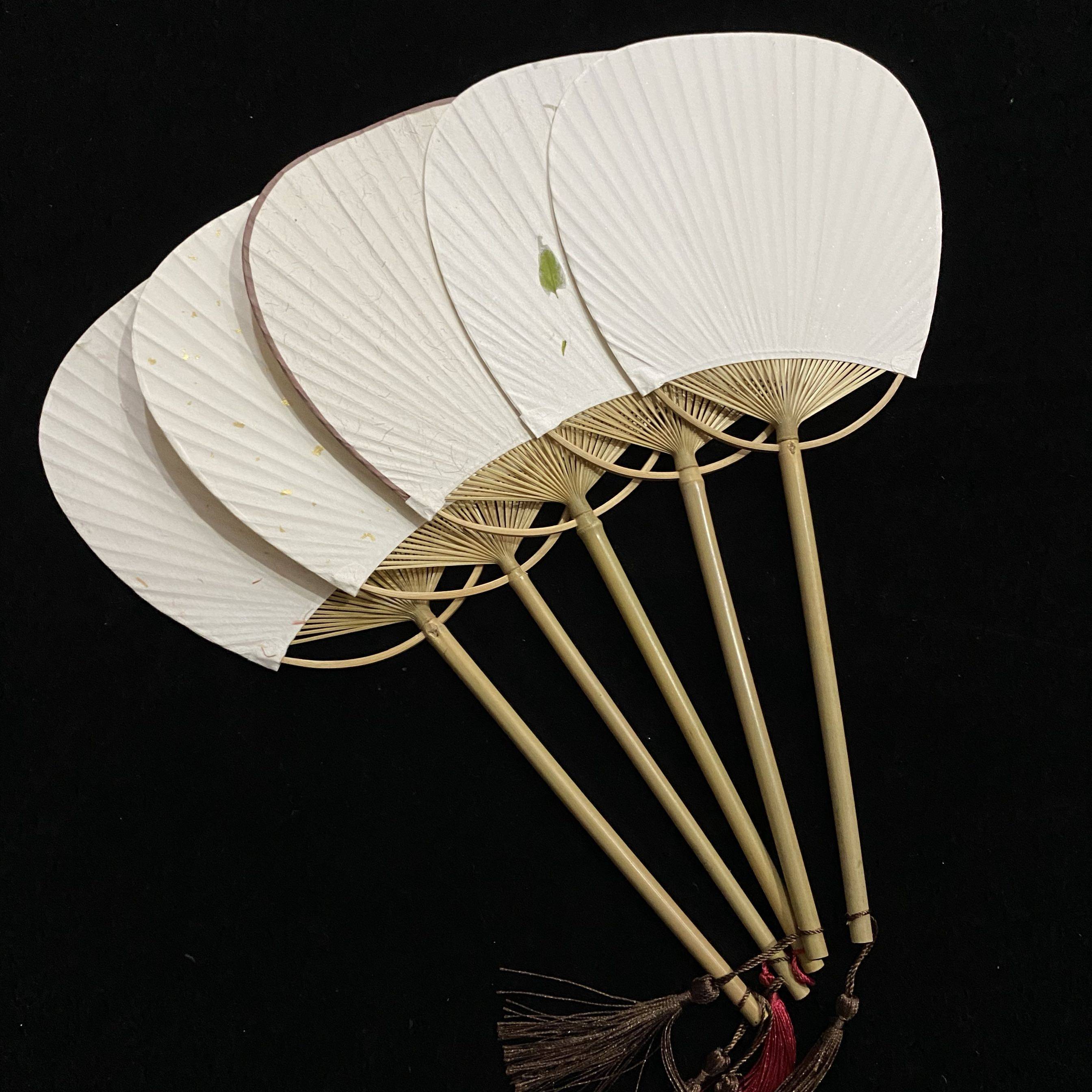 宣纸团扇紫竹长柄汉服扇书法绘画空白宫扇扇子