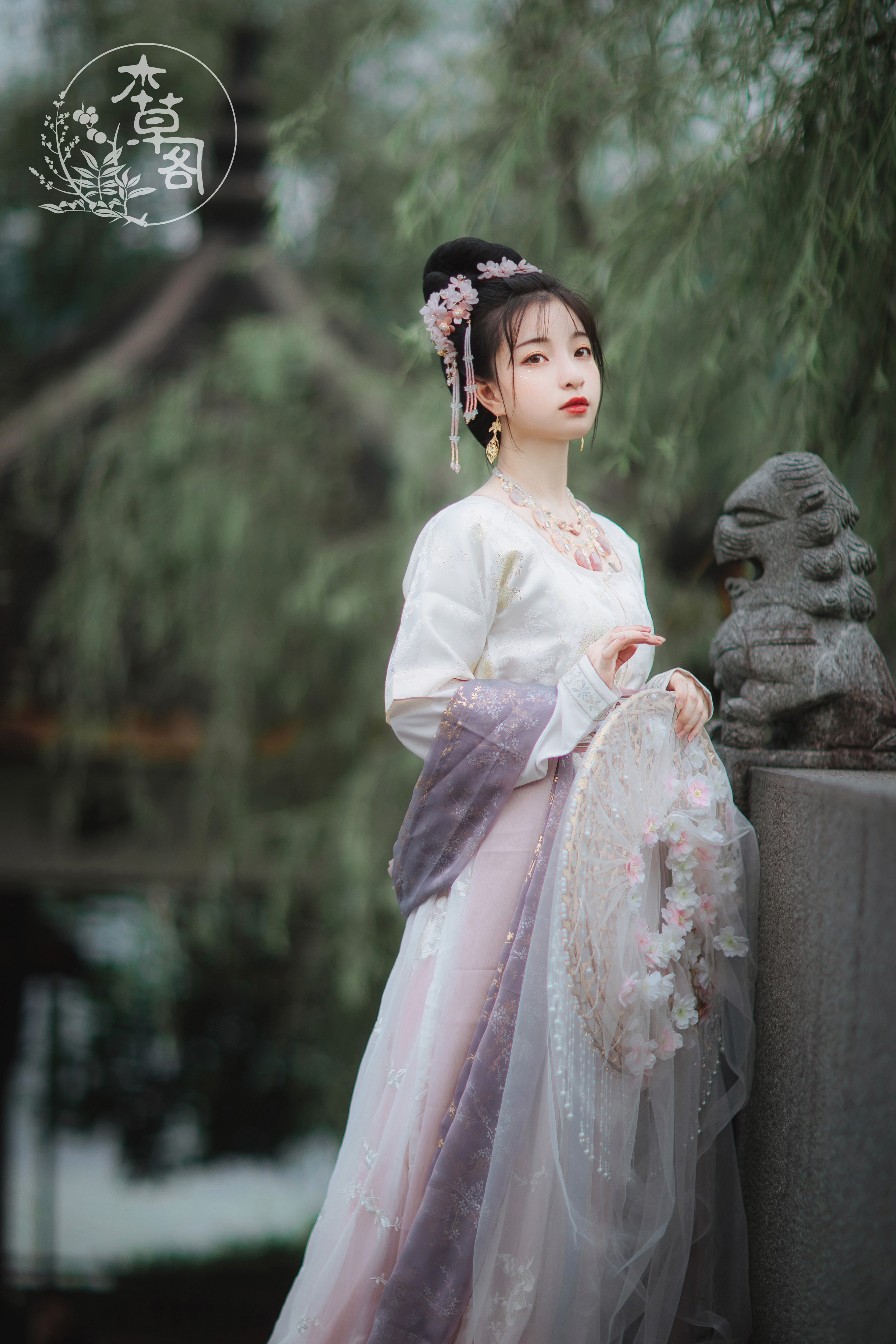 【xh】本草阁汉服 唐制 春秋季 郁金 坦领齐腰襦裙