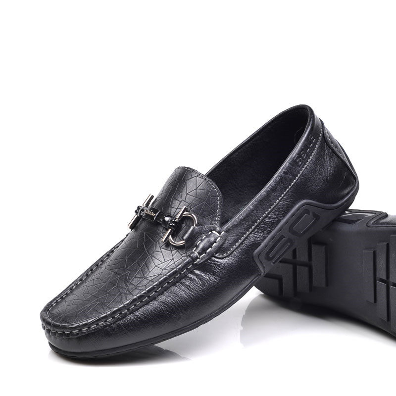 belle百丽男鞋乐福鞋软牛皮舒适懒人驾车金属单鞋