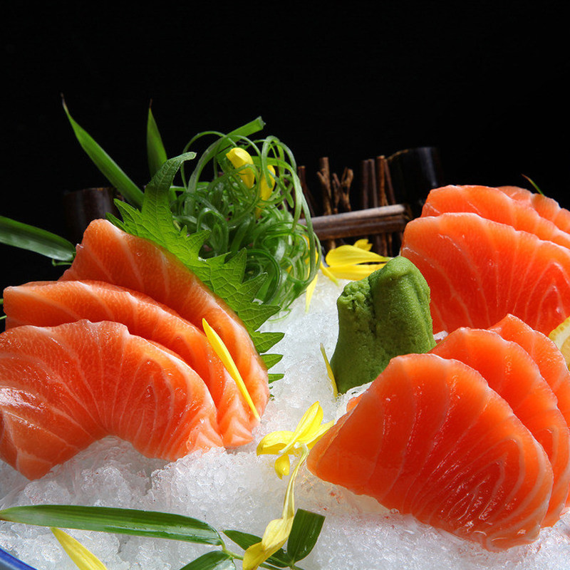 纯鲜三文鱼刺身生鱼片中段进口海鲜鱼生寿司500g送芥末酱油