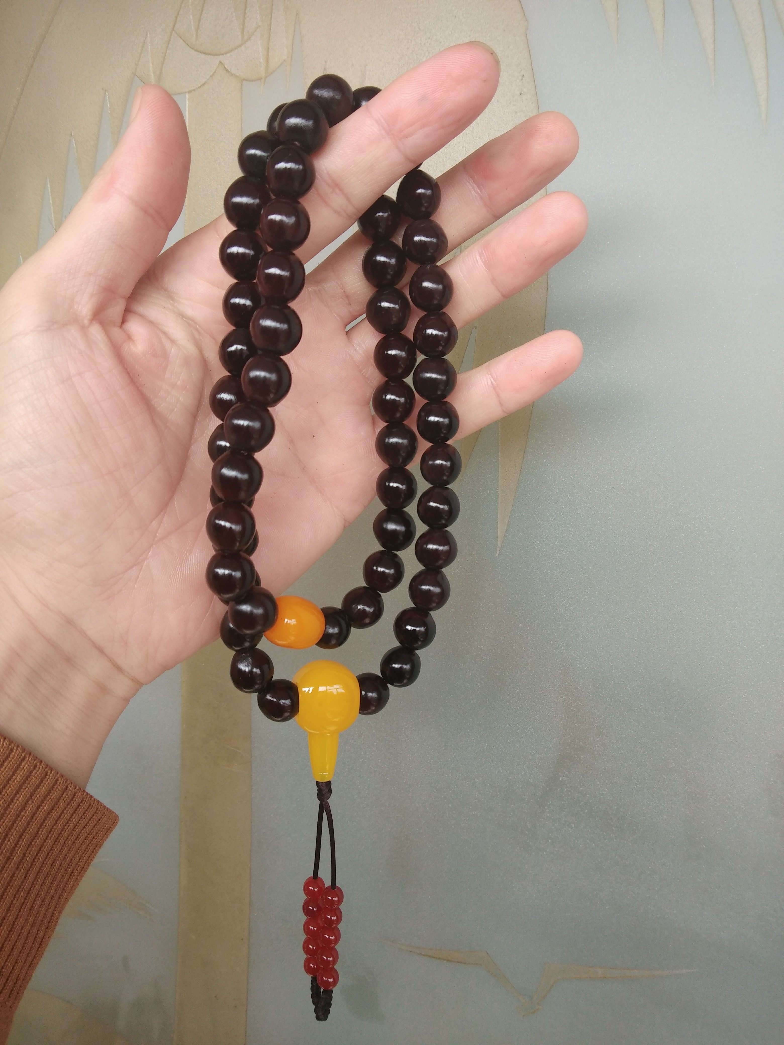 野生无患54颗手持圆木脖挂佛珠菩提提子念珠菩提