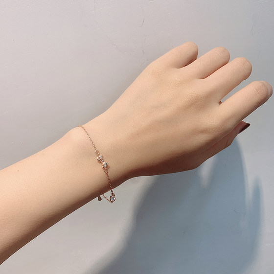 S925 sterling silver micro -inlaid rose golden bow bracelet female light luxury niche design student girlfriends S925 sterling silver micro -inlaid rose golden bow bracelet female light luxury niche design student girlfriends
