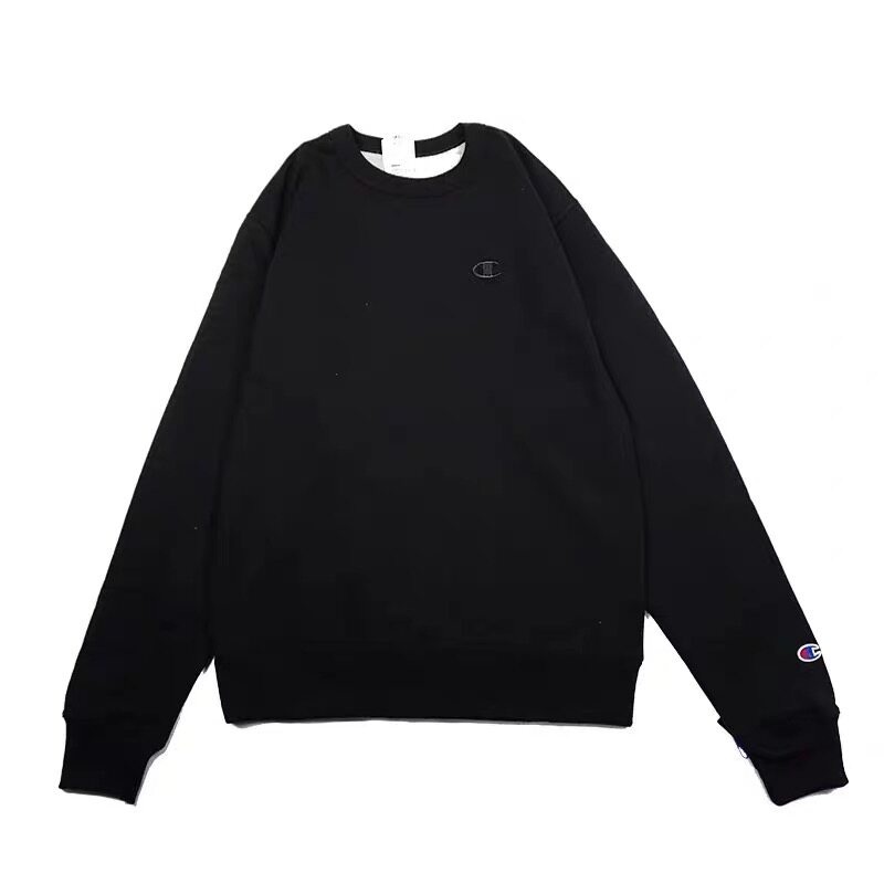 美版正品champion冠军卫衣圆领套头加绒刺绣双标情侣圆领宽松潮