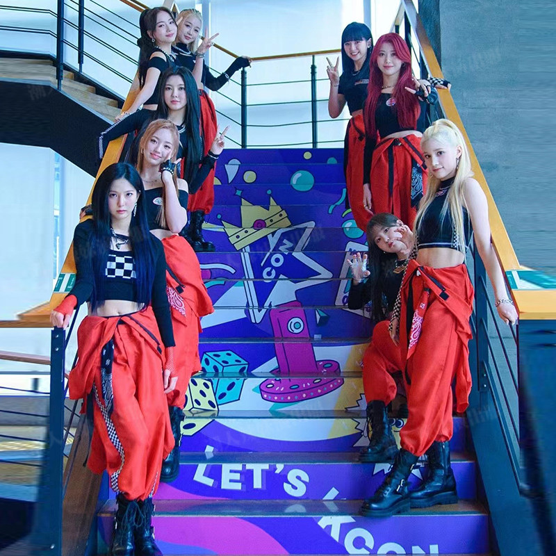 街舞kep1er韩国女团同款演出服少儿爵士舞打歌套装民族服装