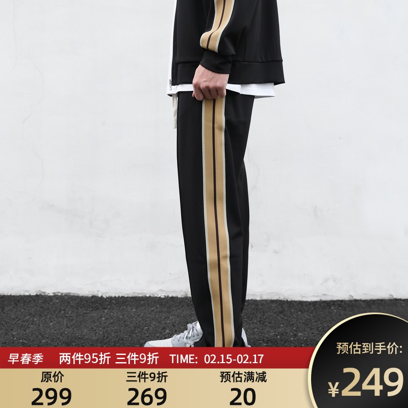 CLIMAX VISION侧边卡其织带条纹拼接休闲直筒裤宽松长裤itsclimax