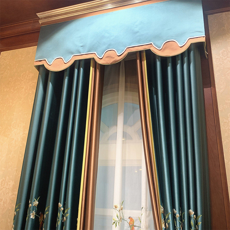 窗帘中式新中式客厅定制帘头绣花现代卧室古典定制窗帘