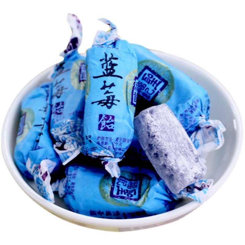 圣福记蓝莓味高粱饴500g包装网红糖果休闲零食水果拉丝软糖麦芽糖