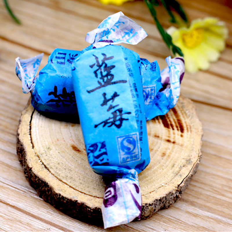 圣福记蓝莓味高粱饴500g包装网红糖果休闲零食水果拉丝软糖麦芽糖