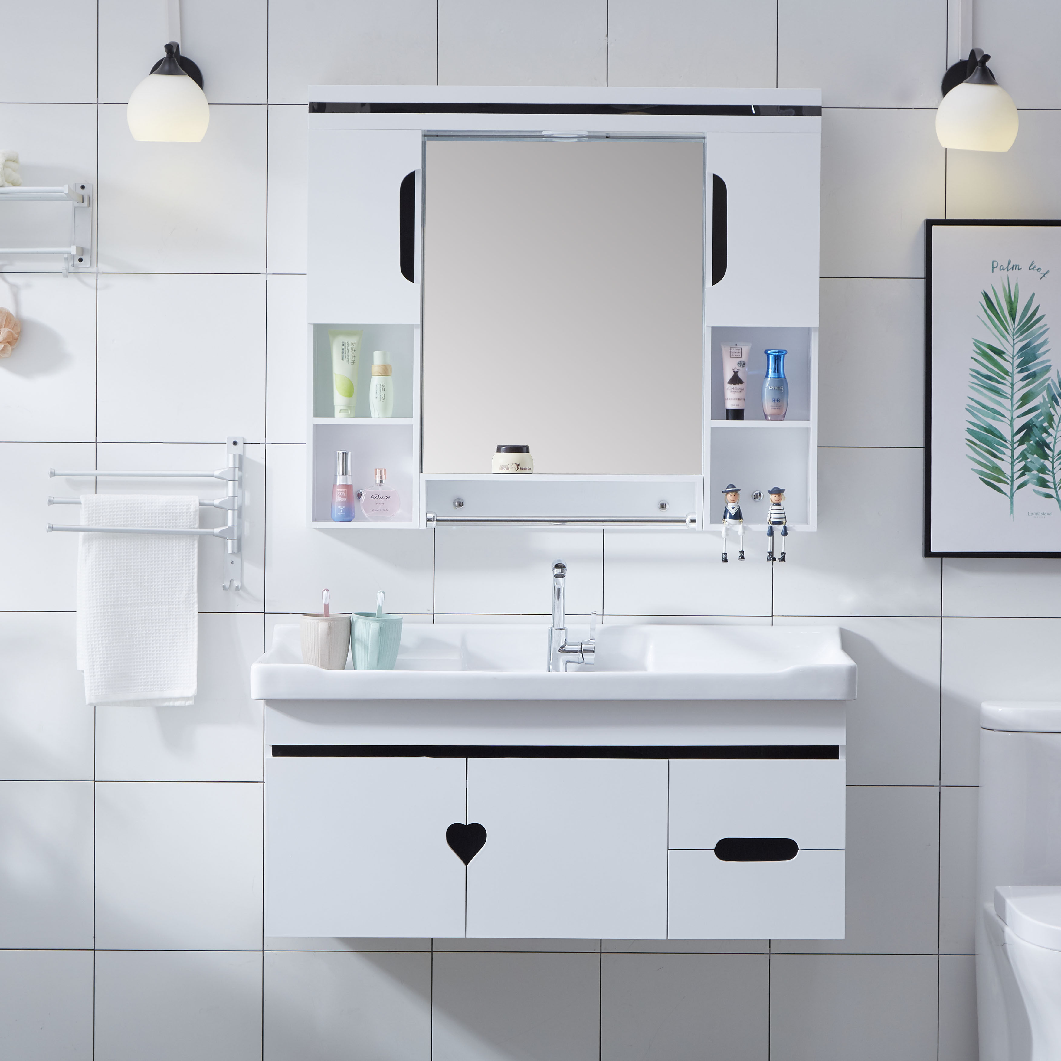 浴室柜组合洗手池洗脸盆卫生间pvc洗漱台盆柜组合现代简约卫浴柜