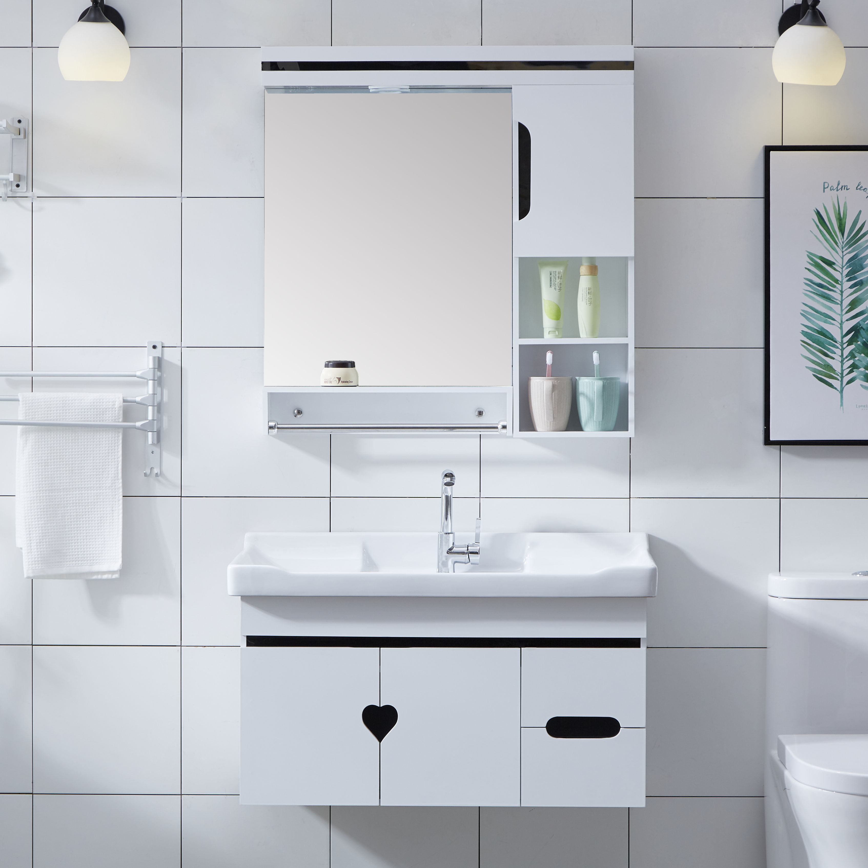 浴室柜组合洗手池洗脸盆卫生间pvc洗漱台盆柜组合现代简约卫浴柜