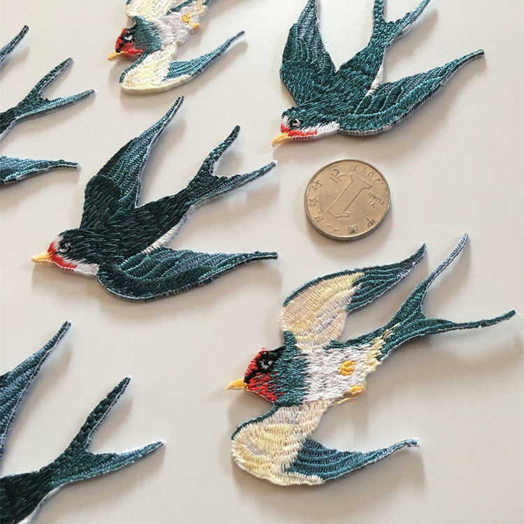 saskia燕子刺绣布贴中国风小补补丁衣服装饰图案布贴