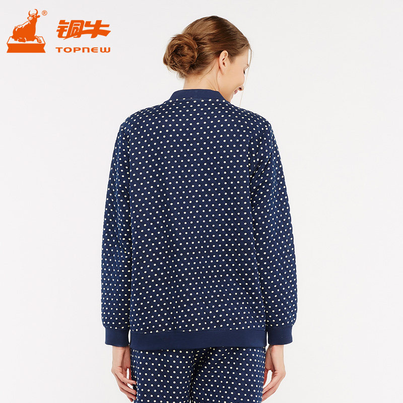 铜牛女衫棒球球衫印花睡衣家居服上衣三层保暖睡衣上装