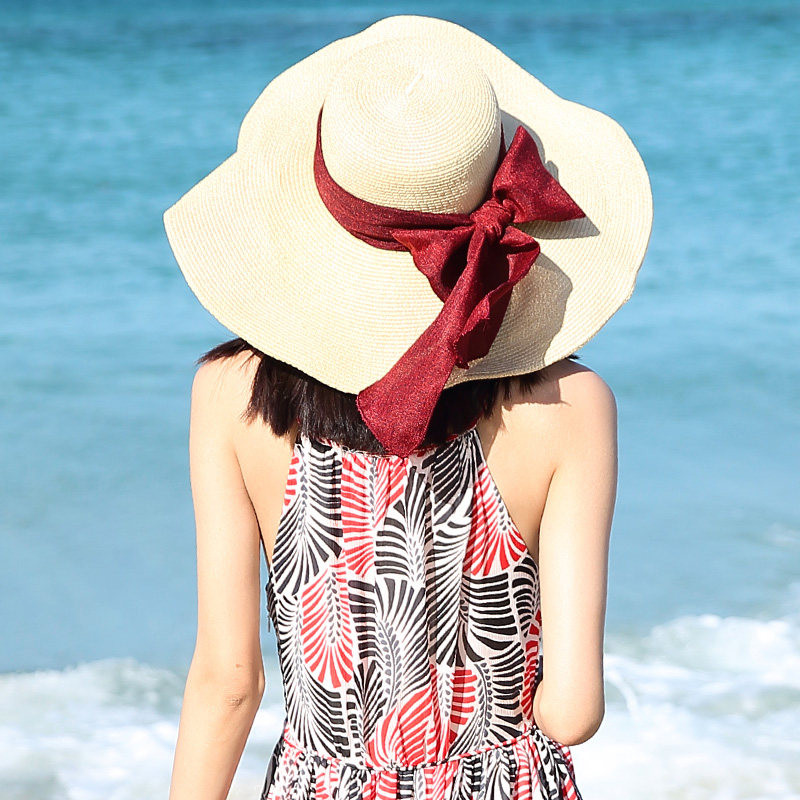 网红帽女太阳帽草帽夏草帽大檐遮阳百搭沙滩度假帽子