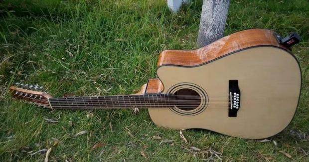 十二专业男女演奏扫弦指弹吉它缺角成人二弦吉他-民谣吉他