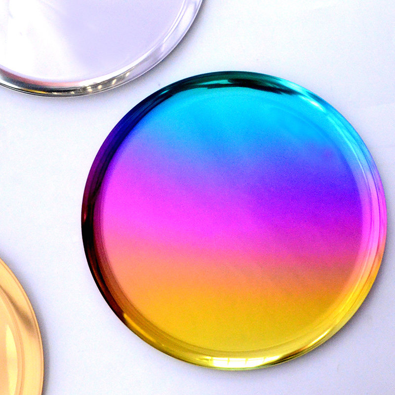 金属托盘彩色圆形ins不锈钢北欧轻奢盘餐具金色圆盘收纳盘糖果盘