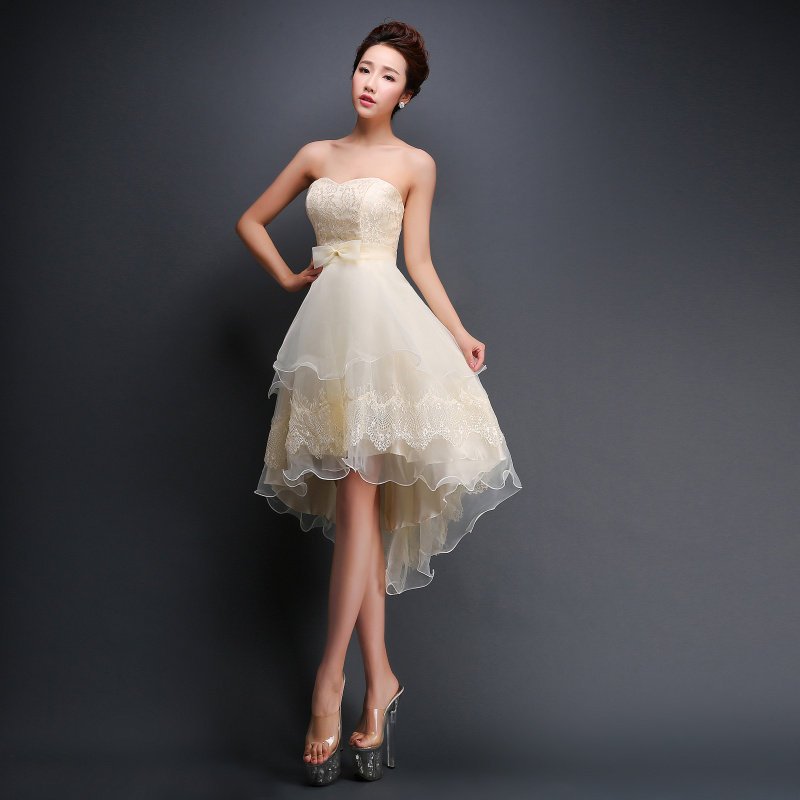 礼服伴娘2020新款新娘抹胸蓬蓬演出前短敬酒礼服