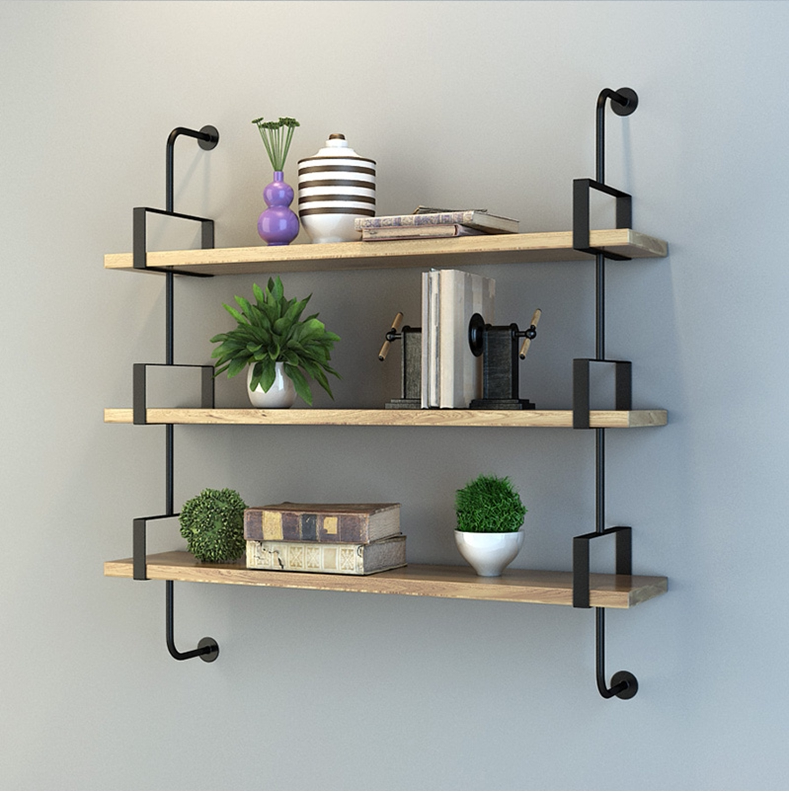 墙上书架实木置物架壁挂一字隔板创意壁柜层板书架