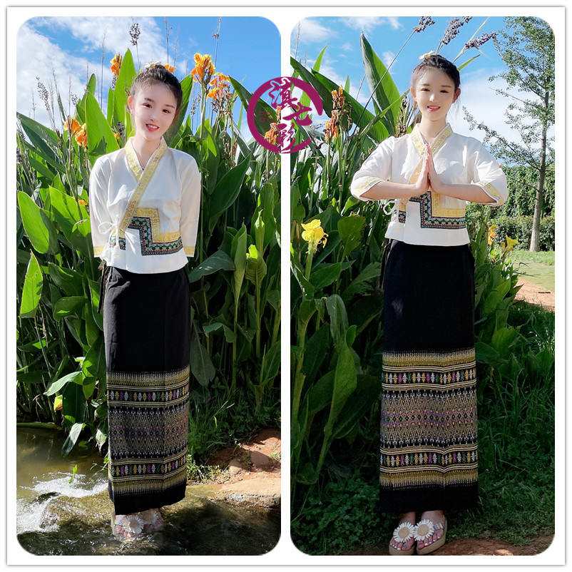 八分泰国女装白色领上上衣傣族服饰酒店迎宾民族服装