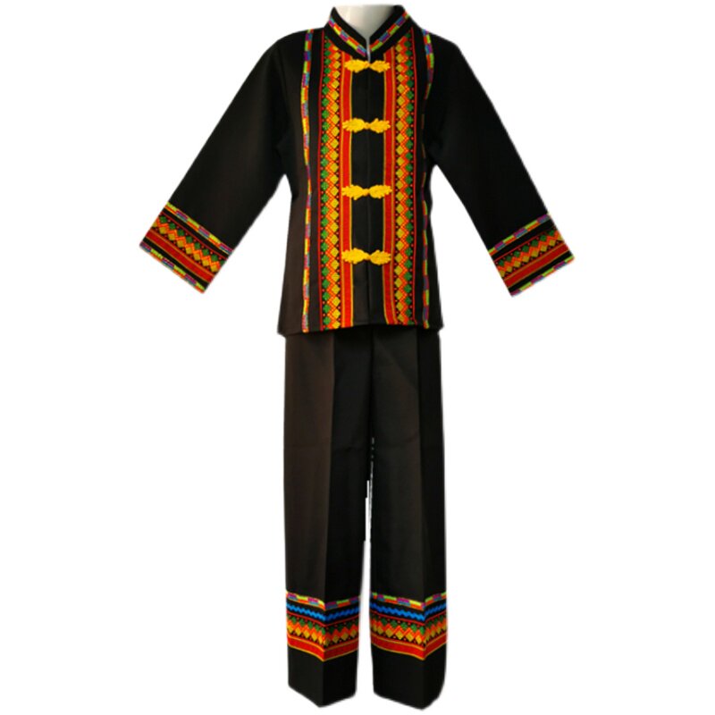 小布新款布衣男装布依族男童套装黑色长袖哈尼族儿童演出服