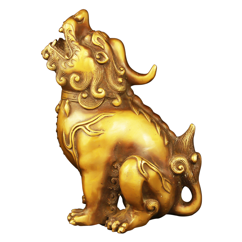 纯铜望天朝天独角兽貔貅瑞兽中式家居风水装饰品摆件