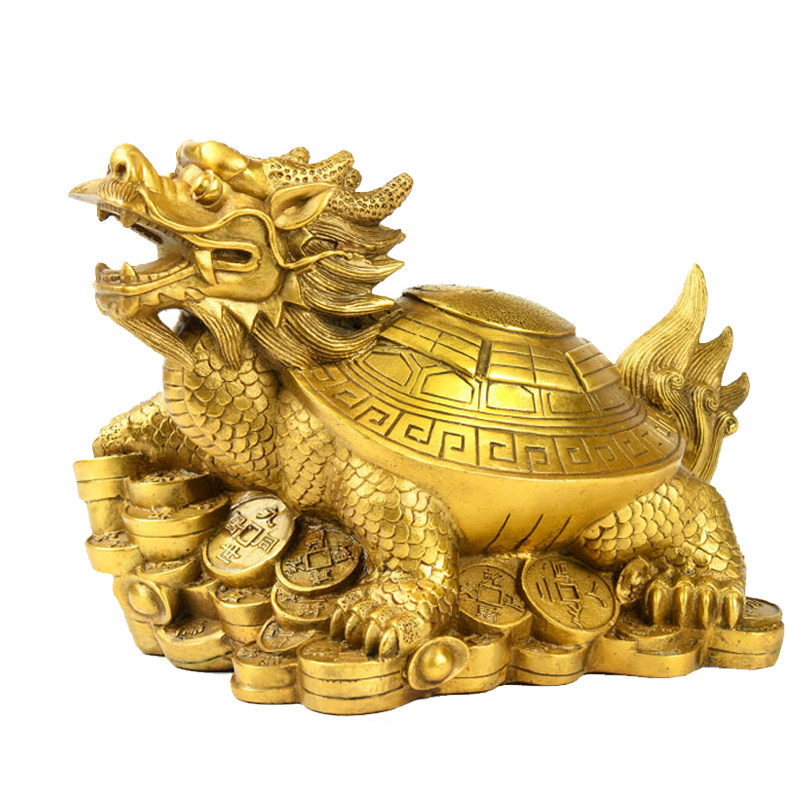 客厅风水开光纯铜龙龟摆件八卦龟小龙头龟招财镇宅辟邪办公室家居