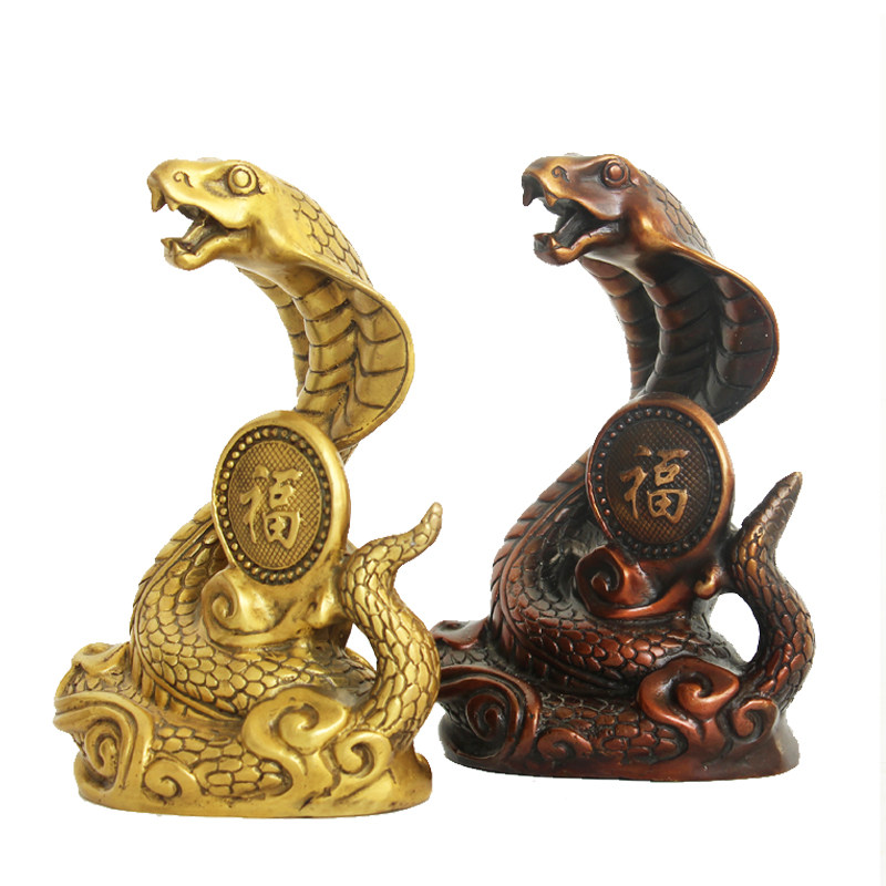 纯铜蛇摆件招财蛇生肖蛇福蛇眼镜蛇家居装饰镇宅工艺品大