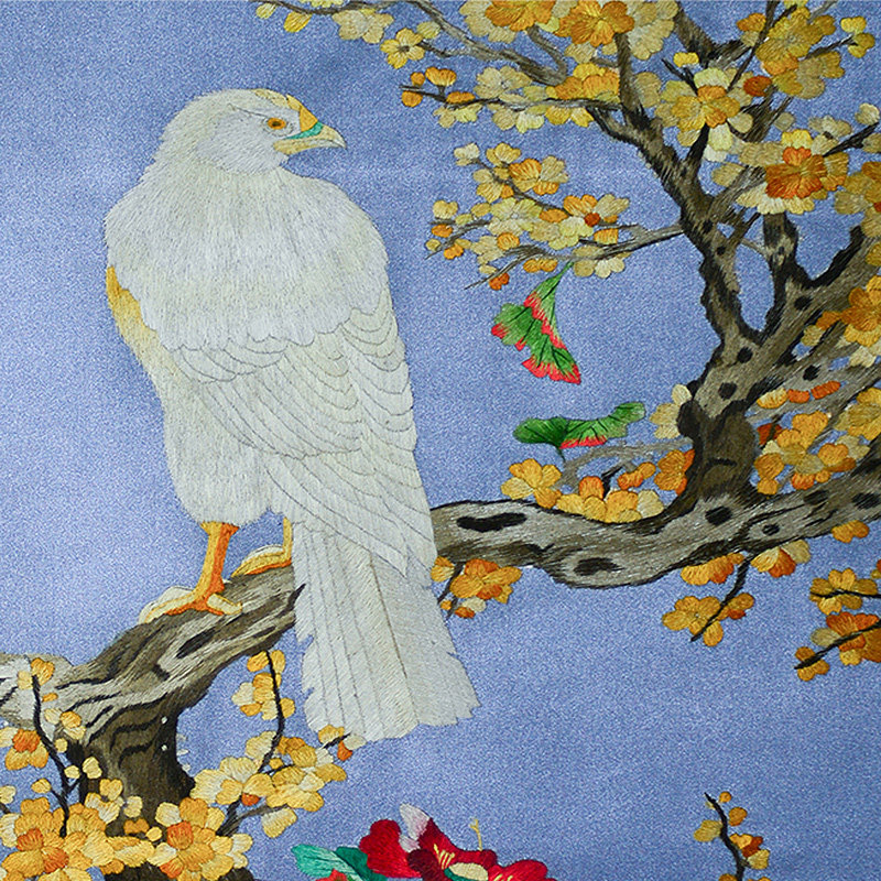 金吴针四联装饰画中式新中式客厅挂画成品苏绣刺绣苏绣