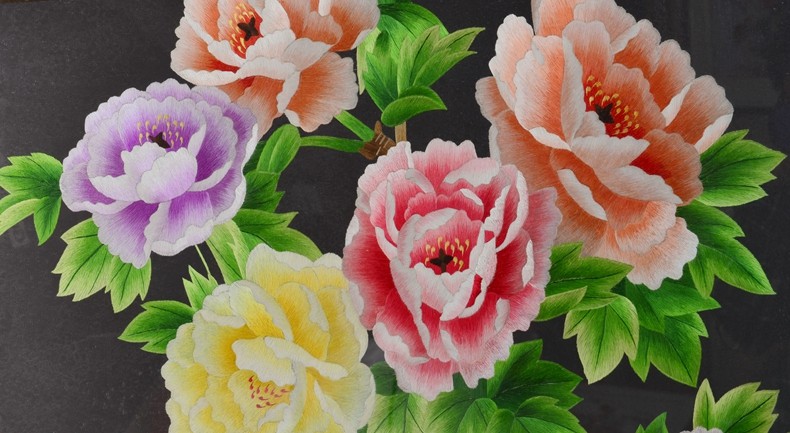 金吴针手工刺绣苏绣成品挂画客厅装饰画富贵富贵长苏绣