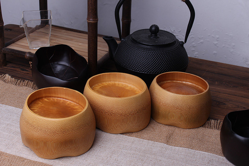 竹碗竹节茶碗点心糕点干果果盘花边荷叶雕刻碗