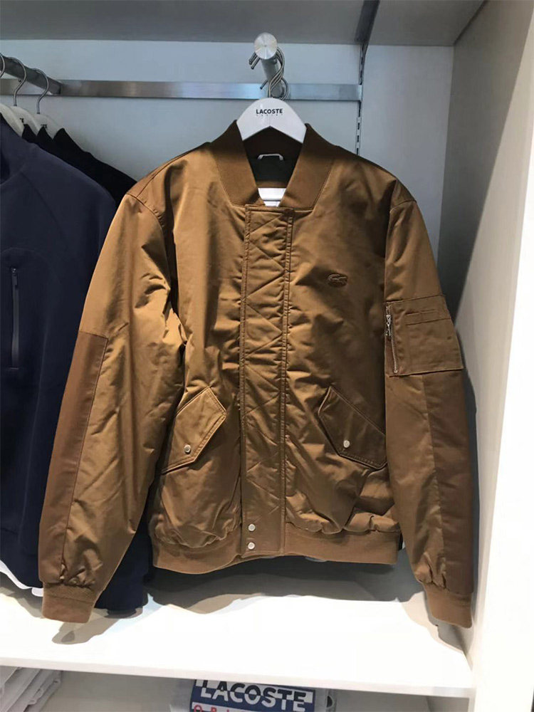 bh7454 法国鳄鱼专品男式立领纯色秋冬飞行员棉夹克外套 lacoste