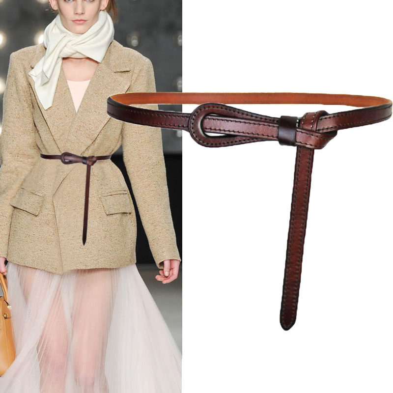 连衣裙腰带女士简约百搭时尚打结裙子收腰真皮腰带