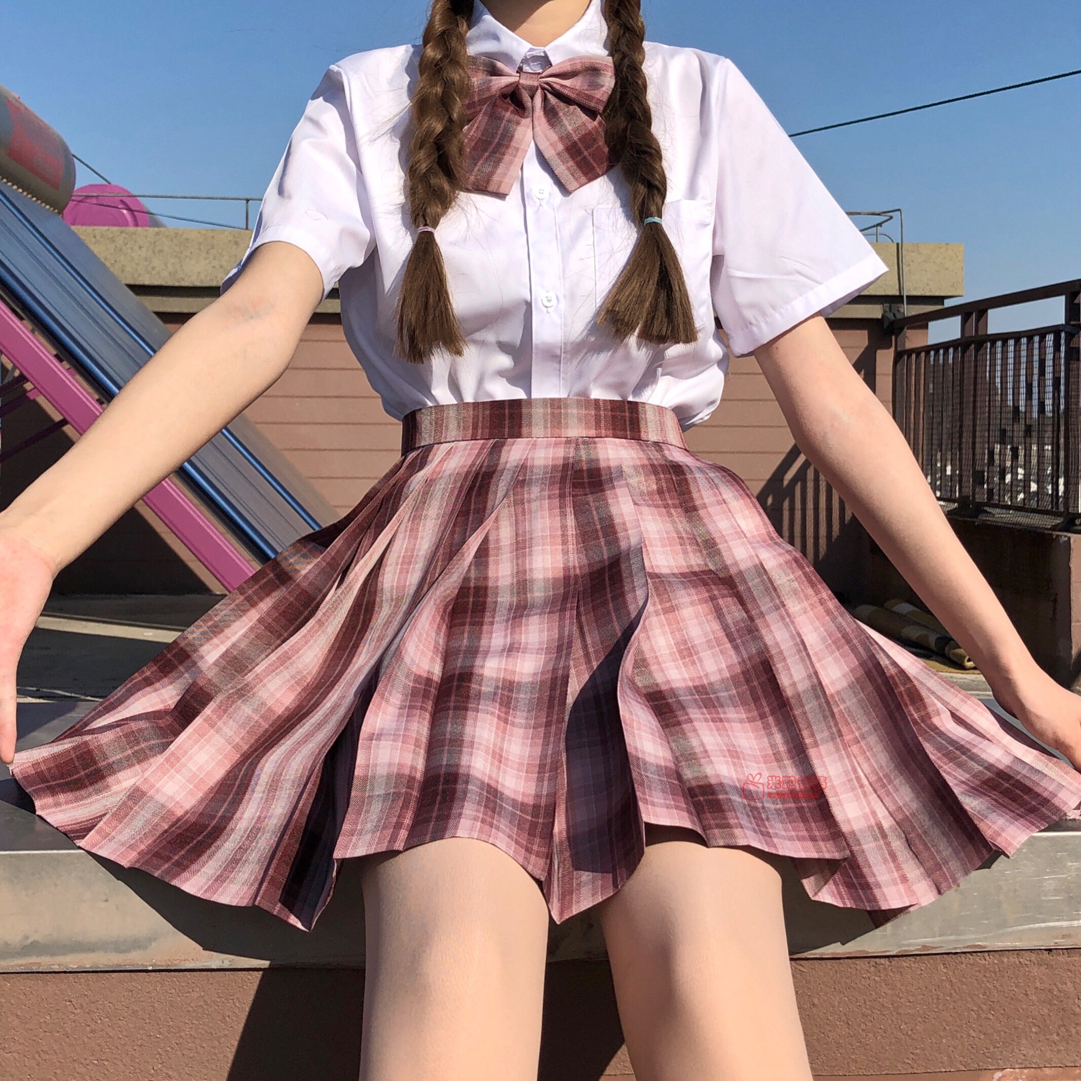 制服女生可爱日系百褶裙衬衫短袖格裙jk小兔学生校服