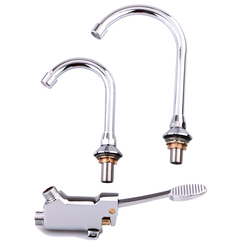 水龙头脚踏开关脚踏式菜盆单冷冷热冷热水实验室脚踩面盆龙头