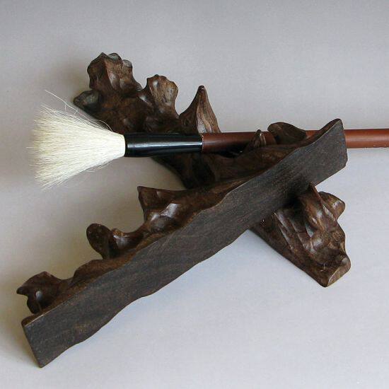 笔架文房笔托笔架山木质毛笔架紫檀实木笔托笔毛笔木雕