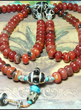 玛瑙大算盘珠一串108颗朝珠佛珠