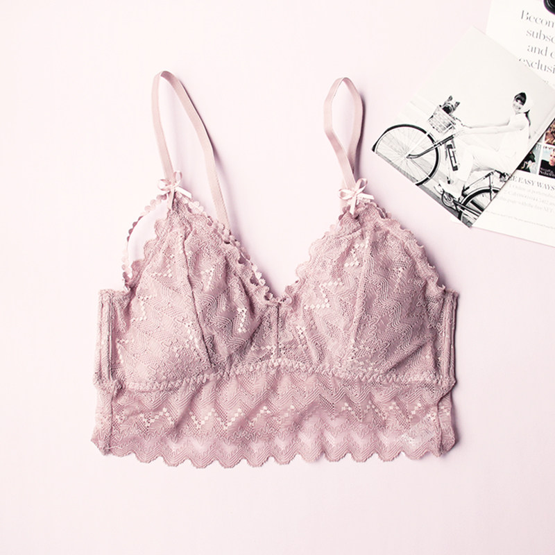 法式蕾丝三角吊带文胸薄款美背性感甜美美少女文胸