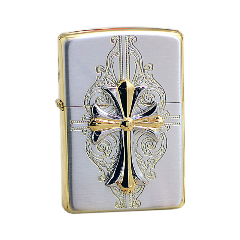 正版zippo打火机限量美国原装正品日版镀金十字架zippo