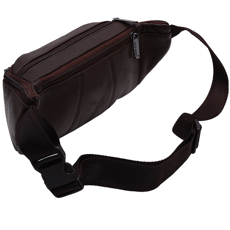 金珊瑚头层牛皮腰包韩版腰包 男士运动户外胸包中年腰包潮流